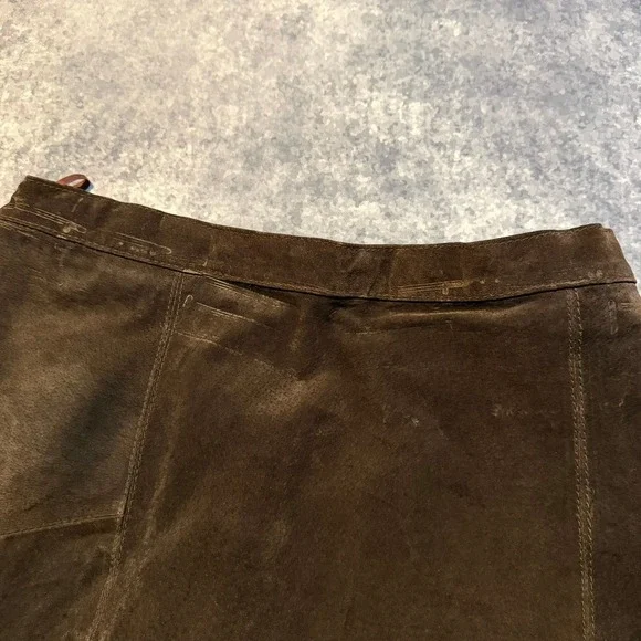 Vintage Brown Suede Leather Fringe Western Midi Skirt Womens 14 - Picture 6 of 6